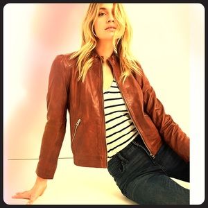 Lucky Brand Puff Sleeve Leather Jacket